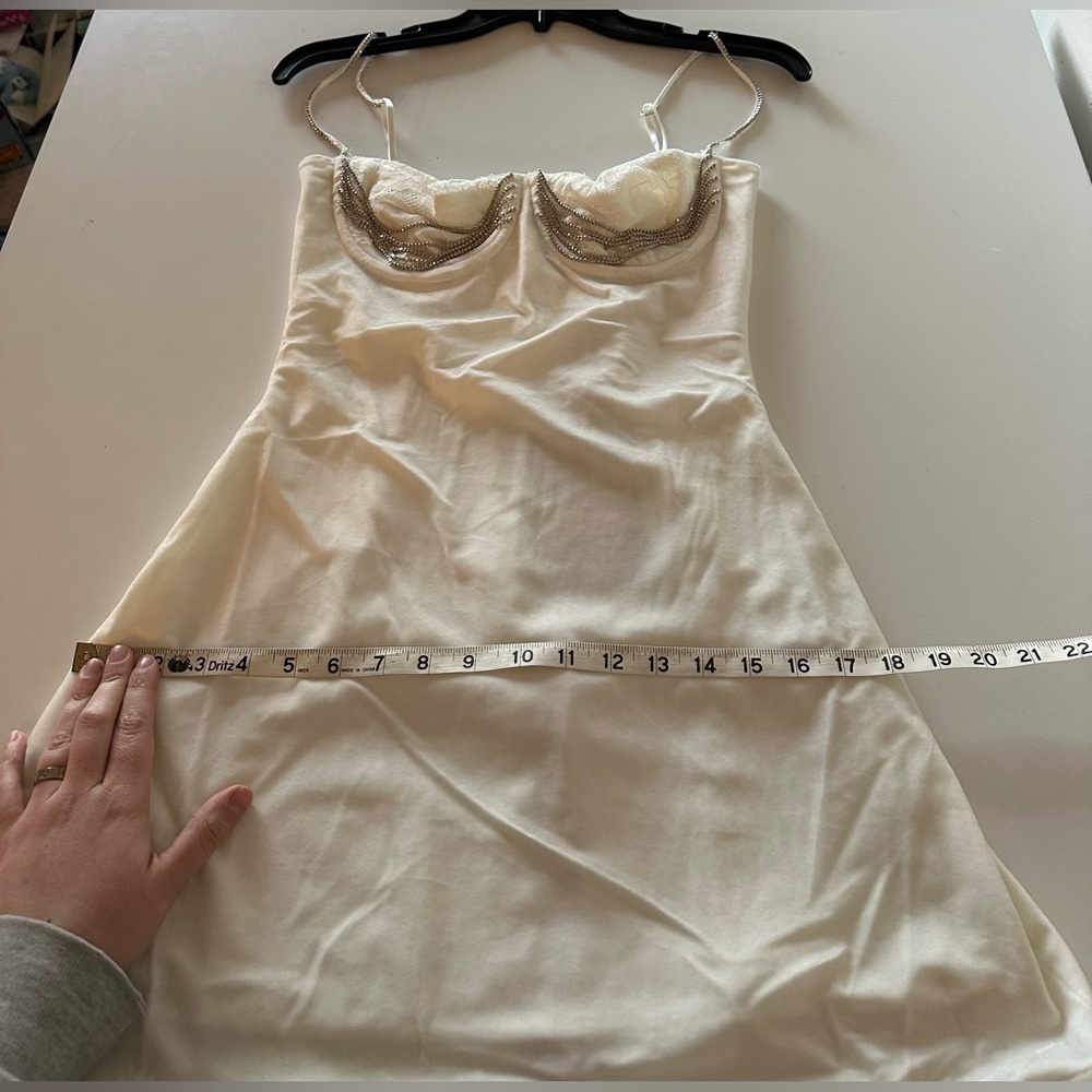 NEW House of CB Grace Ivory Crystallized Mini Dress Lace Velvet S A-C Cup - Picture 6 of 8